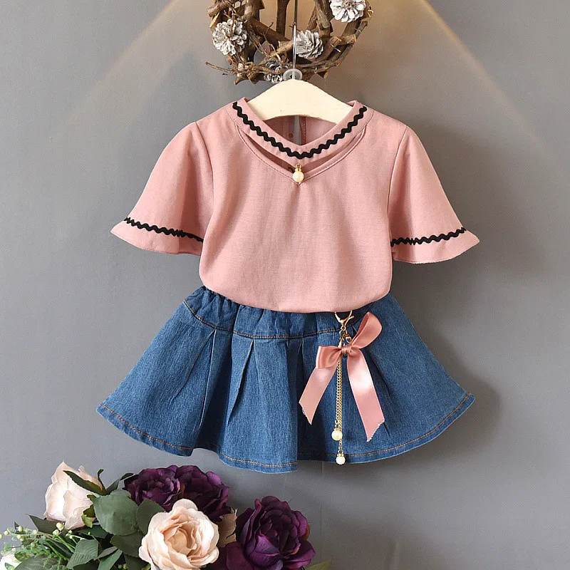 New Online Shopping India Children Suits Clothes Bodysuit Baby Girls Denim Skirts From China Supplier