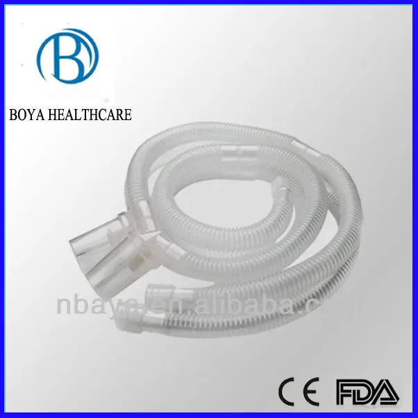 Disposable medical pediatric ventilator breathing circuit corrugated tube with double water trap