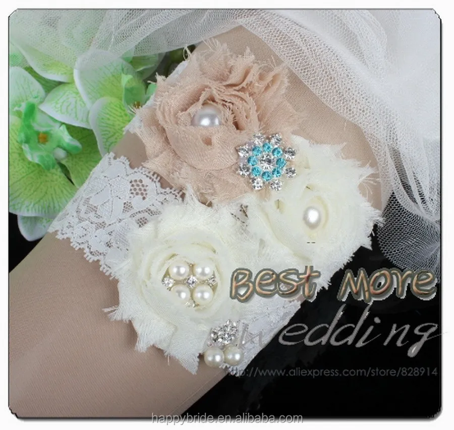Shabby Flower bridal Garter Belt Set Made of Lace Handmade HT0051