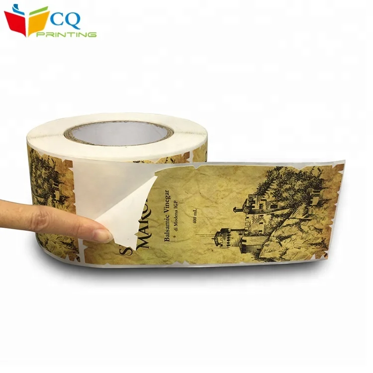 Hot sale Professional factory designed wine bottle packaging rolled label sticker  wine bottle sticker label in roll