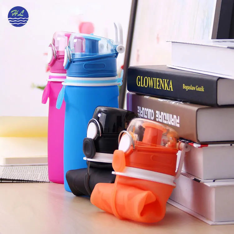 
Portable leakproof 550ml travel sports drinking wholesale silicone collapsible foldable silicone water bottle 