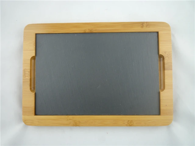 Made In China Modern Sustainable Plate Dish 36*25*2cm Black Slate Fruit Tray Rectangle Wooden Slate Trays