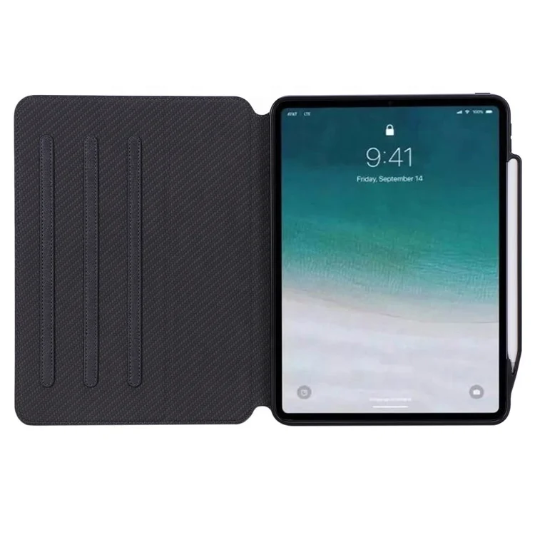 Premium Business Hand Clip Folio Stand Cover Magetic Leather Case For iPad Pro 11 Inch  With Pen Holder