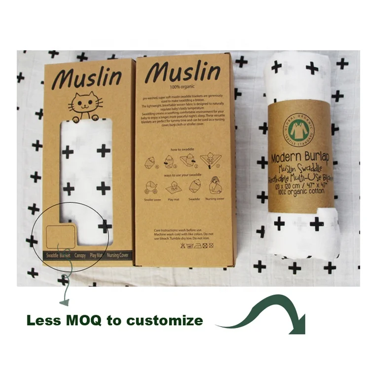 Factory custom Amazon hot sale organic cotton baby muslin swaddle blankets