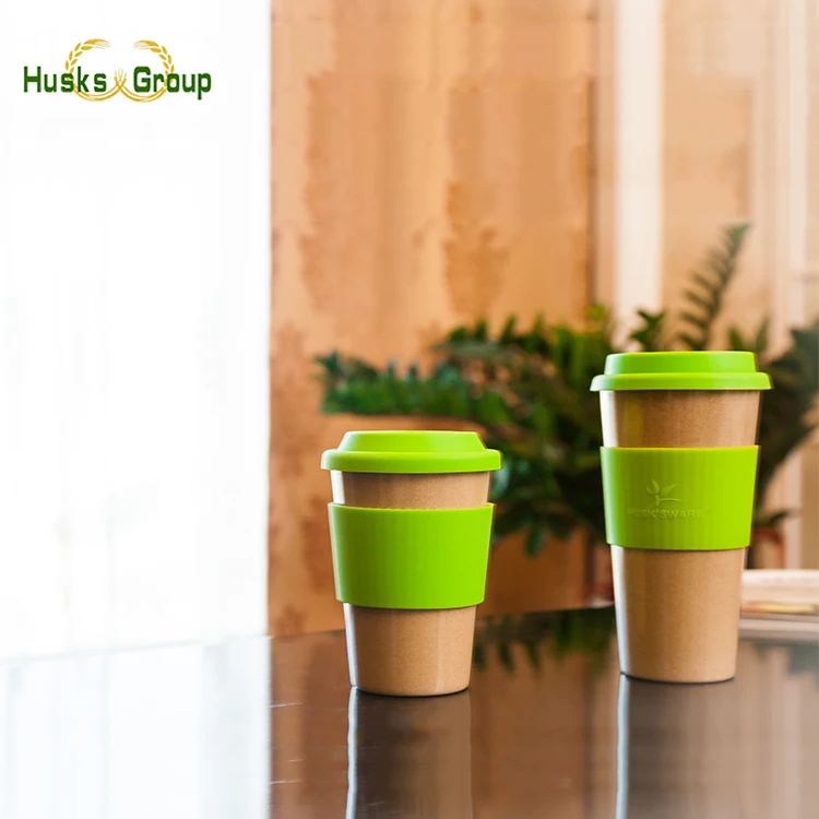 Wholesale custom logo bisphenol free reusable eco biodegradable 12oz coffee cups compostable rice husk cup