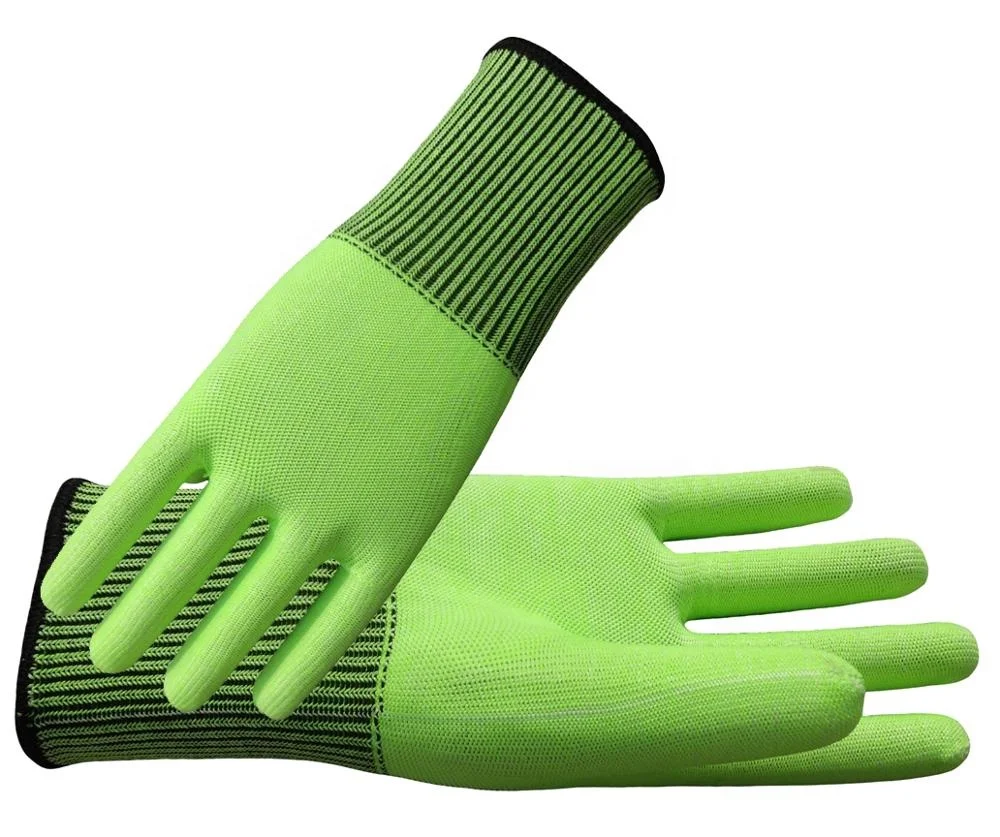 Super Anti Cut HPPE Aramid Fiber Leather Palm Cut Resistant Work Gloves