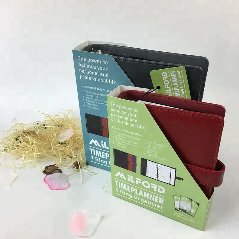 2021 personalized pu leather diary , 6 ring binder travel cover diary agenda with magnetic closure