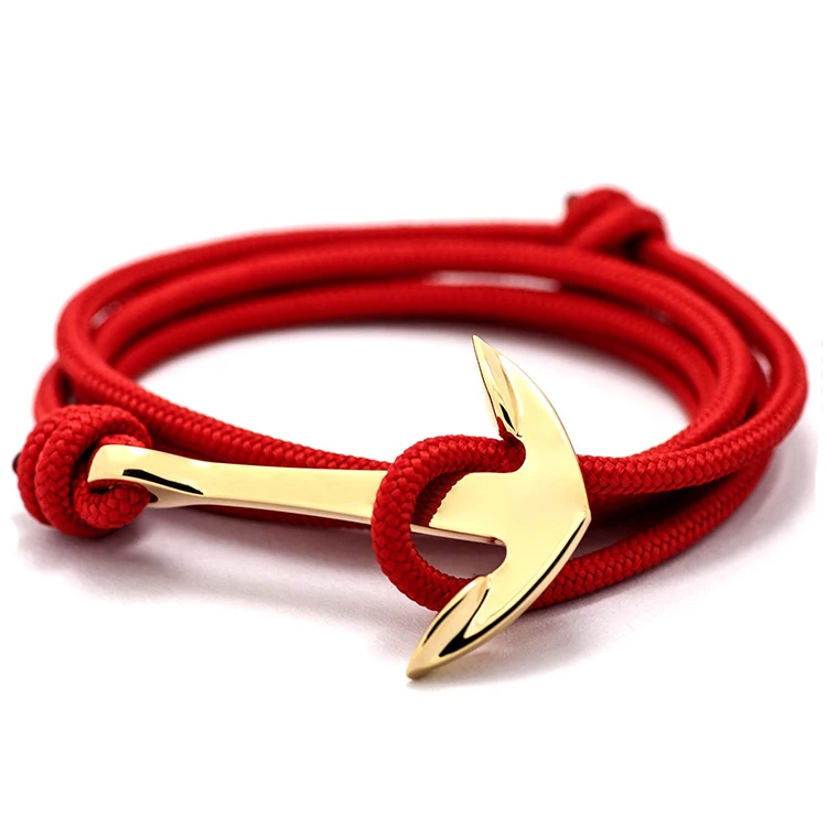 Handmade Custom Logo Mens Rope Bracelet Alloy anchor Paracord Bracelets