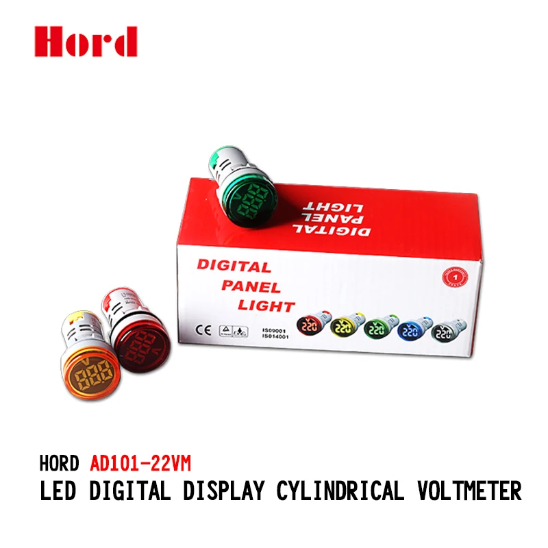 22 мм Передней Панели Монтажные светодиодный индикатор AC цифровой дисплей цилиндрический вольтметр AD101-22VM