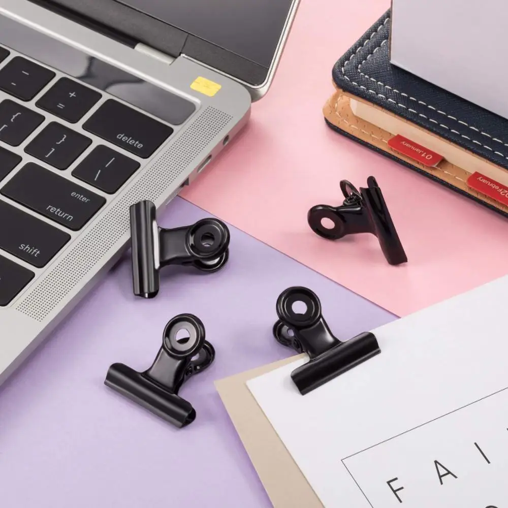 Black Metal Bulldog Clips File Paper Binder Clamps for Tags Bags, Shops, Office and Home Kitchen