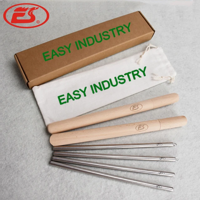 Набор соломинок из нержавеющей стали 304, буковая трубка, металлическая соломинка для питья с щеткой