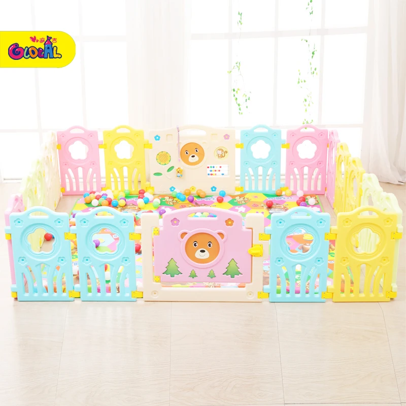 Colorful baby play yard indoor kids play area safety plastic game fence