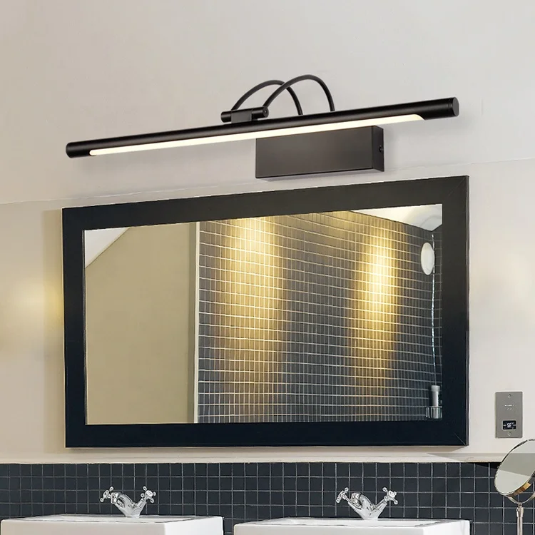 Anti-rust Matte Black Bathroom Light Fixtures hotel adjustable universal head  lampe led mirror wall mounted picture light
