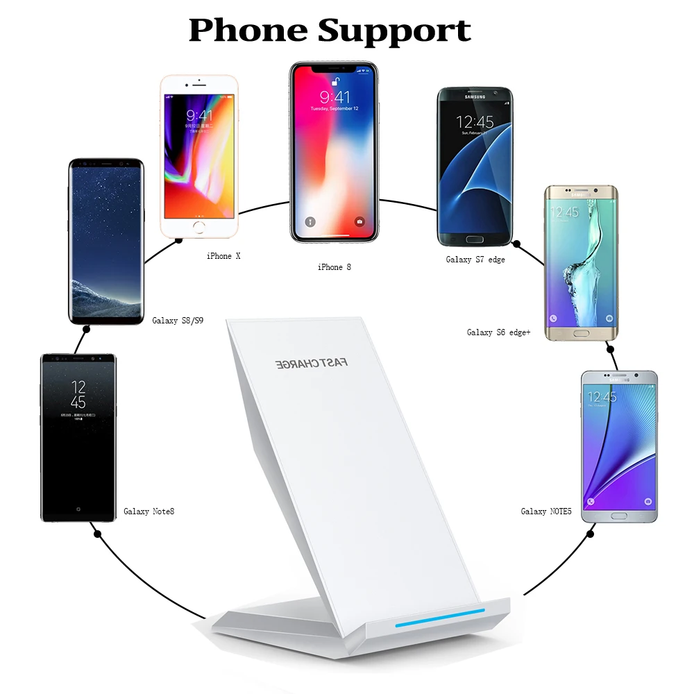 Двухкатушечный парусник Быстрая зарядка 10 Вт Qi Беспроводное зарядное устройство подставка для мобильного телефона