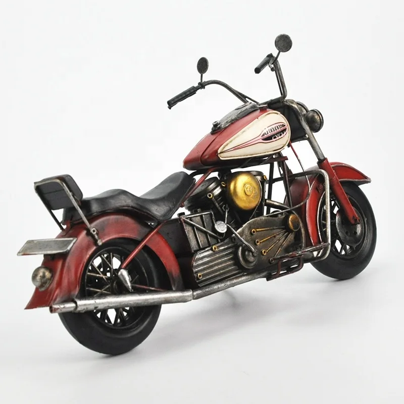 36cm Vintage Antique Custom Diecast Model Motorcycle Office Desktop Ornaments Souvenirs Metal Crafts Red Color