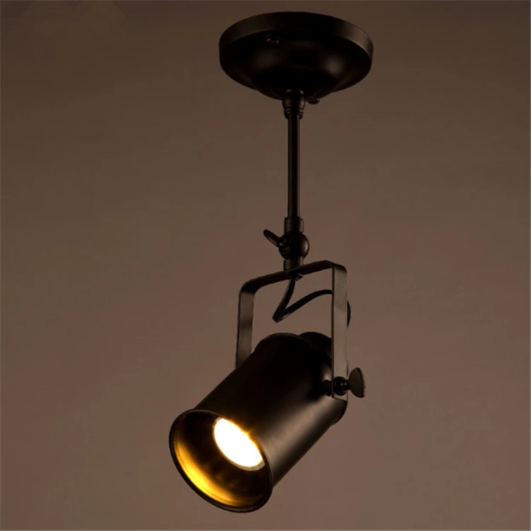 Wholesale Modern Style Black Iron Fitting E27 Track Lighting Rotary Ceiling Lamp for Restaurant Bar