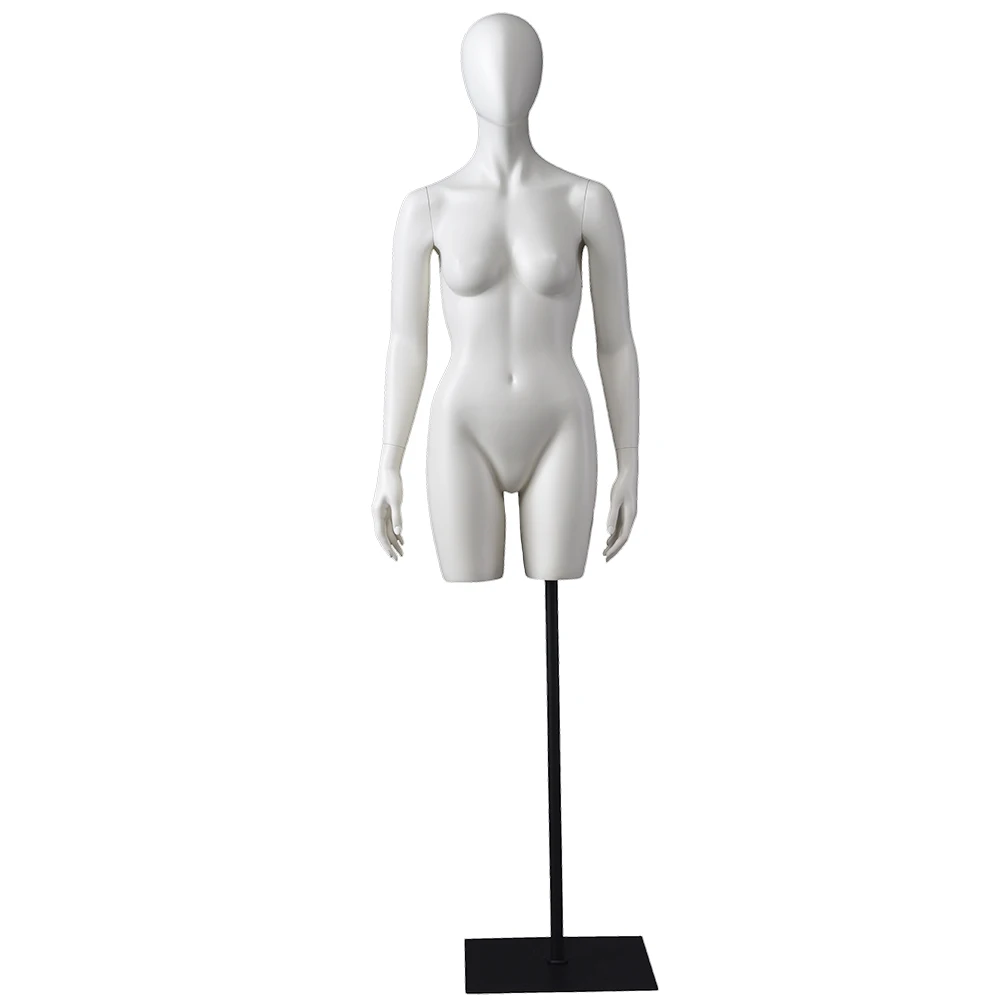 Abstract face beautiful curvy half upper body fiberglass dummy egghead petite female mannequin