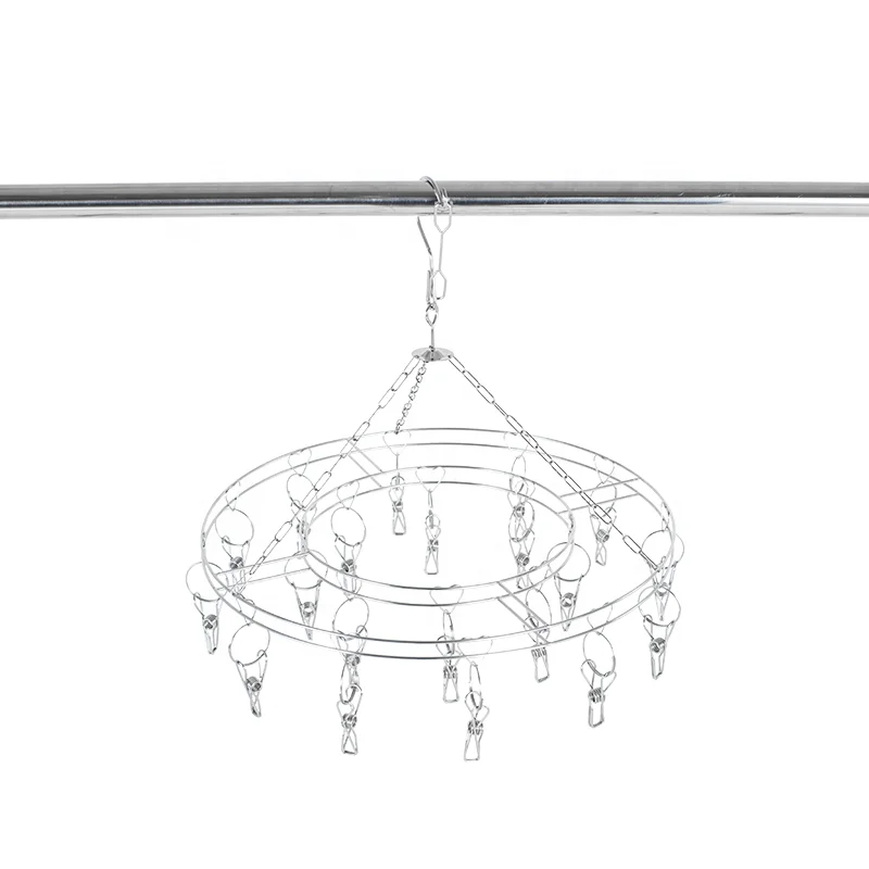 20 Clips Stainless Steel Multifunctional Circular/Square Socks Drying Rack