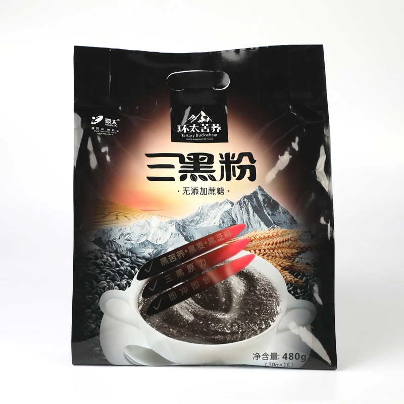 
480g huantai nutritional breakfast black tartary buckwheat mixing powder rye sesame healthy diabetic food buckwheat flour 