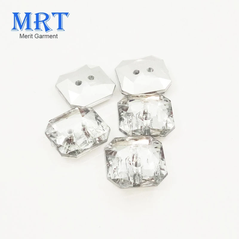 Wholesale wedding dress furniture square decorative glass crystal clear plastic buttons