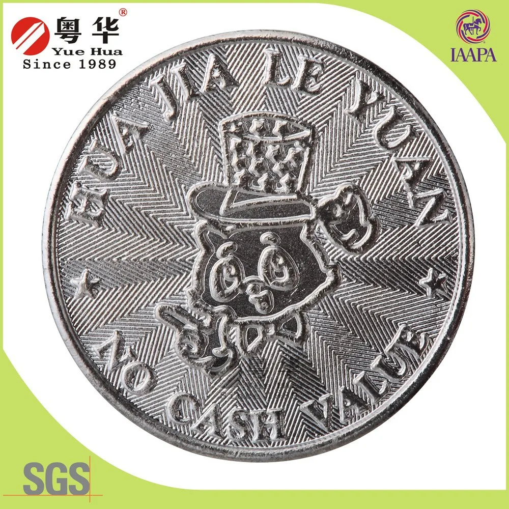 
Promotional silver brass token for amusement 