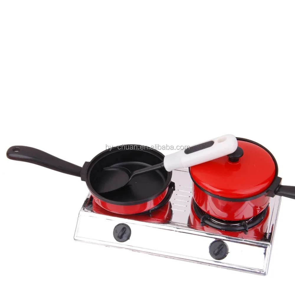 Kids Play House Toys Plastic Miniature Kitchen Cookware Set Pretend Play Educational Birthday Gift Classic Toys for Children Red