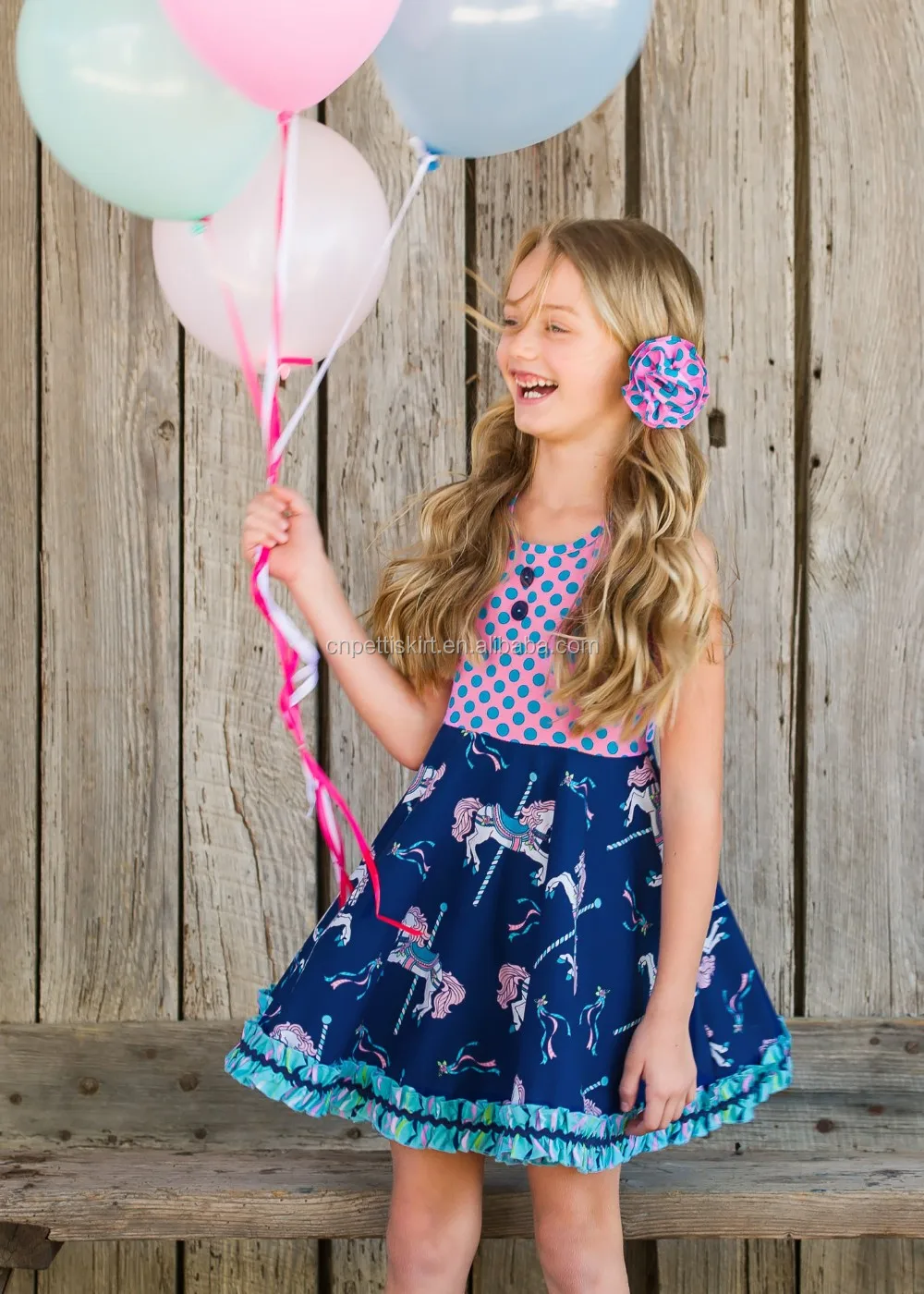 Hot fashion 2024 new arrival designer one piece party dress cheap high quality wholesale boutique baby clothes elegant dress