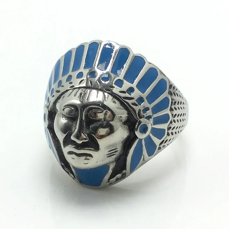 2023 New Indian Chief Head Ring Men Stainless Steel Vintage Motorcycle Rider Ring