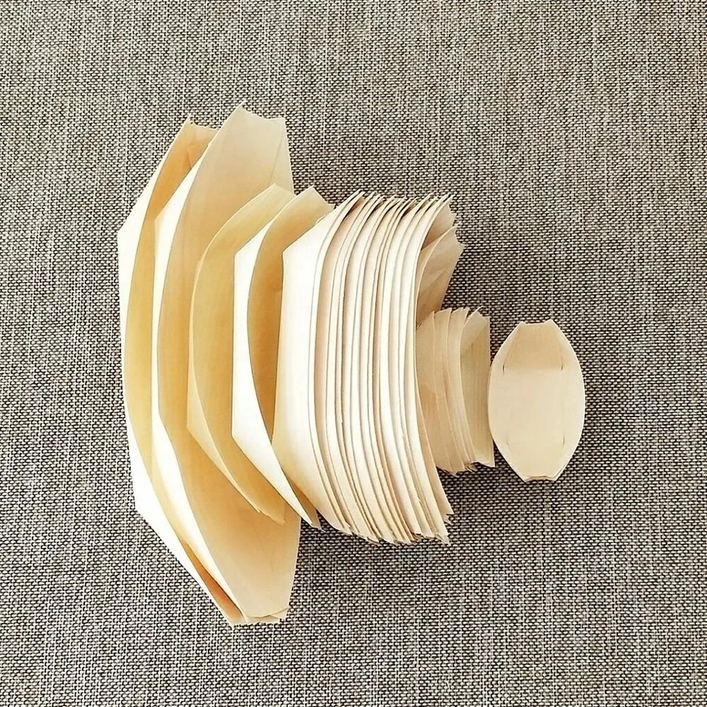 
Disposable bent pine wooden boat tray/plate /bowl/cone for food serving tray for sushi and icecream fast food 