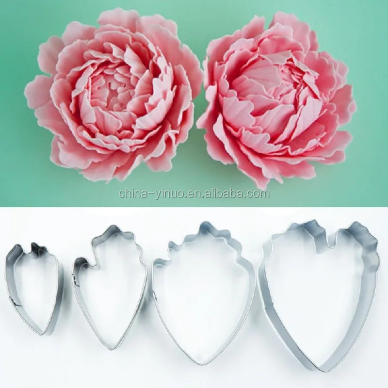 
4 pc Peony Petal Shape Cookie Mold Stainless Steel Cookie Cutter Cake Decoration Mold Baking Fondant Mold Cutter 