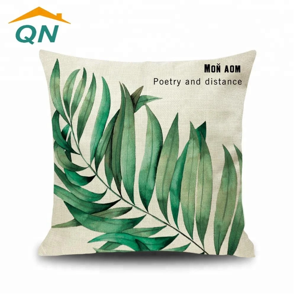 Digital Printed Banana Leaf Design sofa cotton Cushion Cover pillowcase