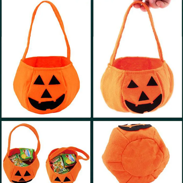 
cute non woven fabric pumpkin tote bag halloween candy bag 