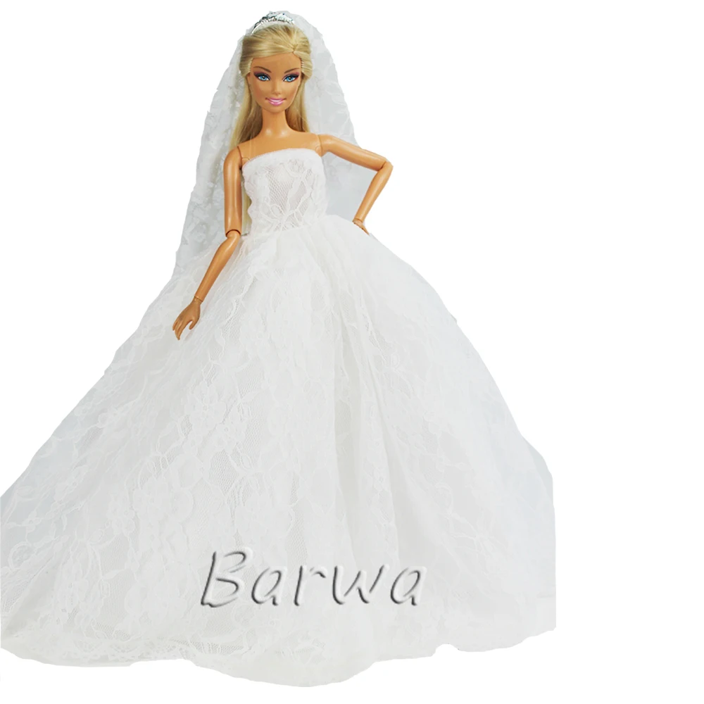 Handmade Cheap White Wedding Dress Clothes Accessories For 11.5 Inch Doll Girls