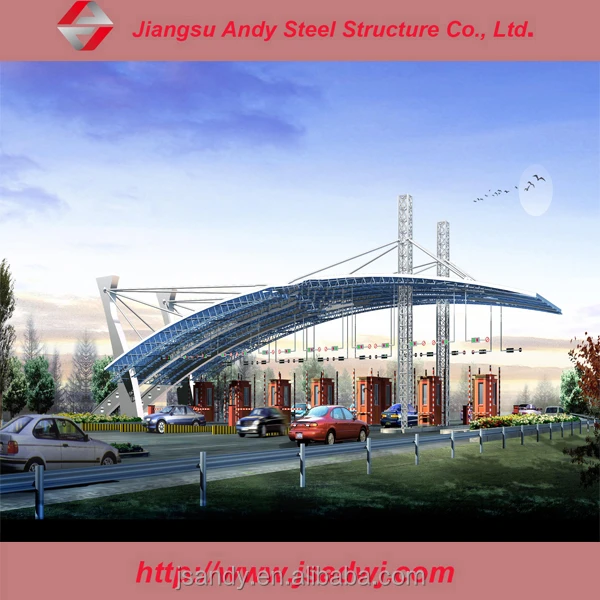 Factory price long span steel truss shed for toll station gate