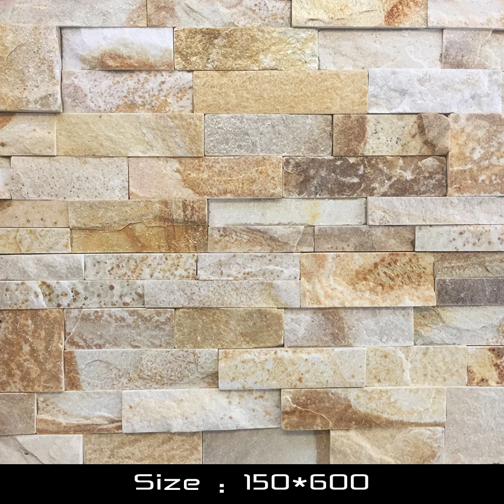 
Wholesale Price Yellow Marble Natural Cultural Stone Wall For Hotel Wall 
