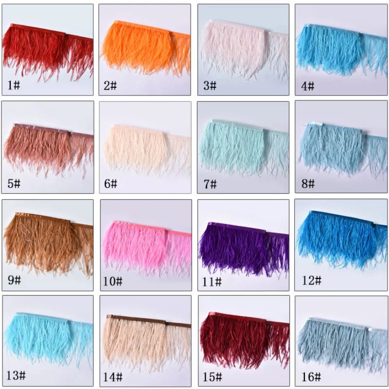 Wholesale 13-15cm Ostrich Feather Lace Trim Feather Fabric Costume Material