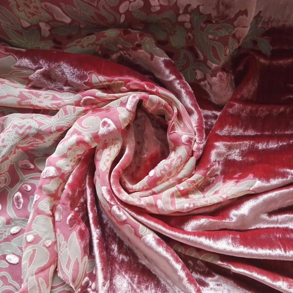 silk rayon burn out with back printing velvet fabric