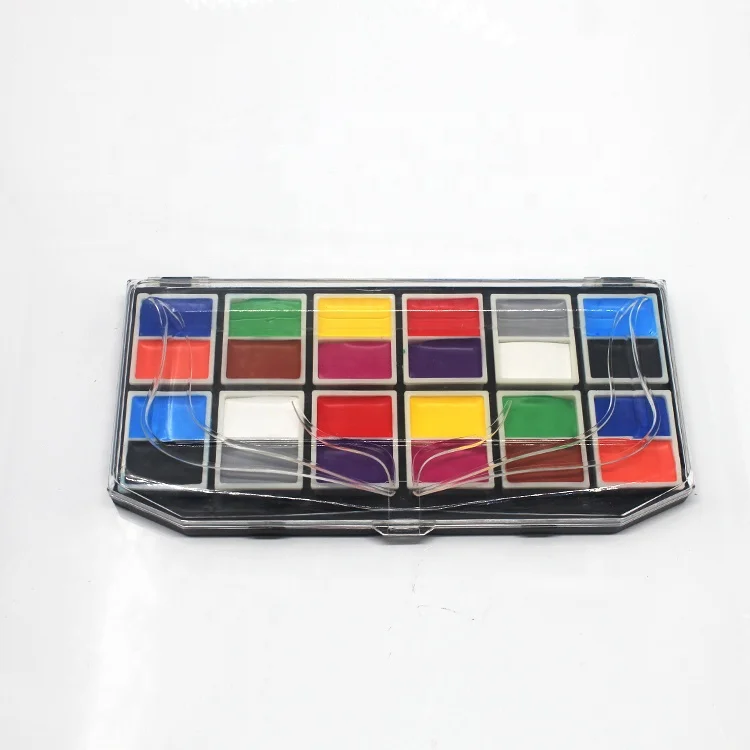 2022 Factory Promotion face Painting DIY 24 Face Paint Kit With Brush peofession split cake face body paint suppliers