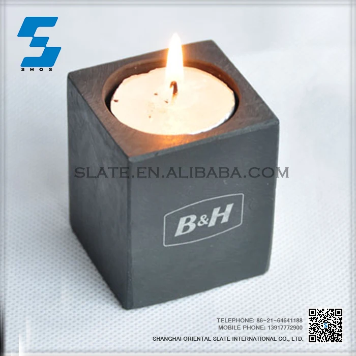 Крышка сланец свечи квадратный терраццо свечи оптом с камнем подсвечник Рождественская печать белая ручная работа