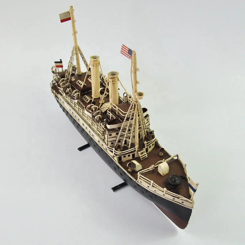 1915 German Tin Tuna Boat Model Ship Model Sailboat 1:20 Scale Window Decoration Props Retro Craft