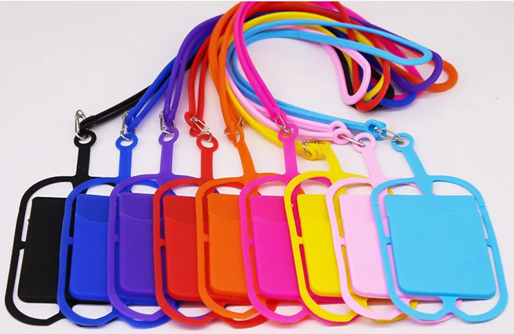 
Pouch Pocket Tie Sling Necklace Silicone Strappy Phone Holder Lanyard 