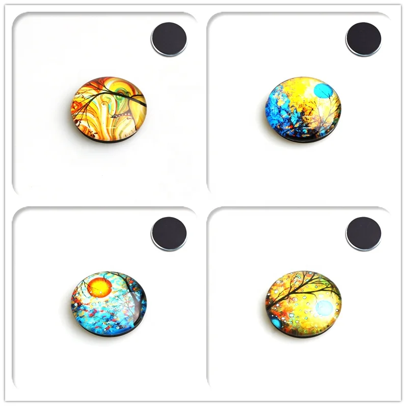 Luyun Grace Romantic Love Tree Of Life Pattern 35mm Round Lock All Custom Fridge Magnets