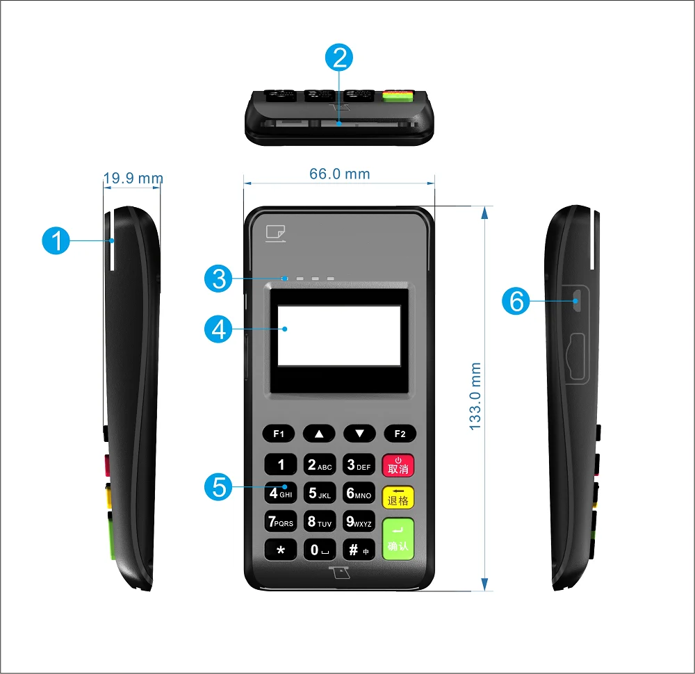  Терминал оплаты MPOS Bluetooth NFC EMV Мини