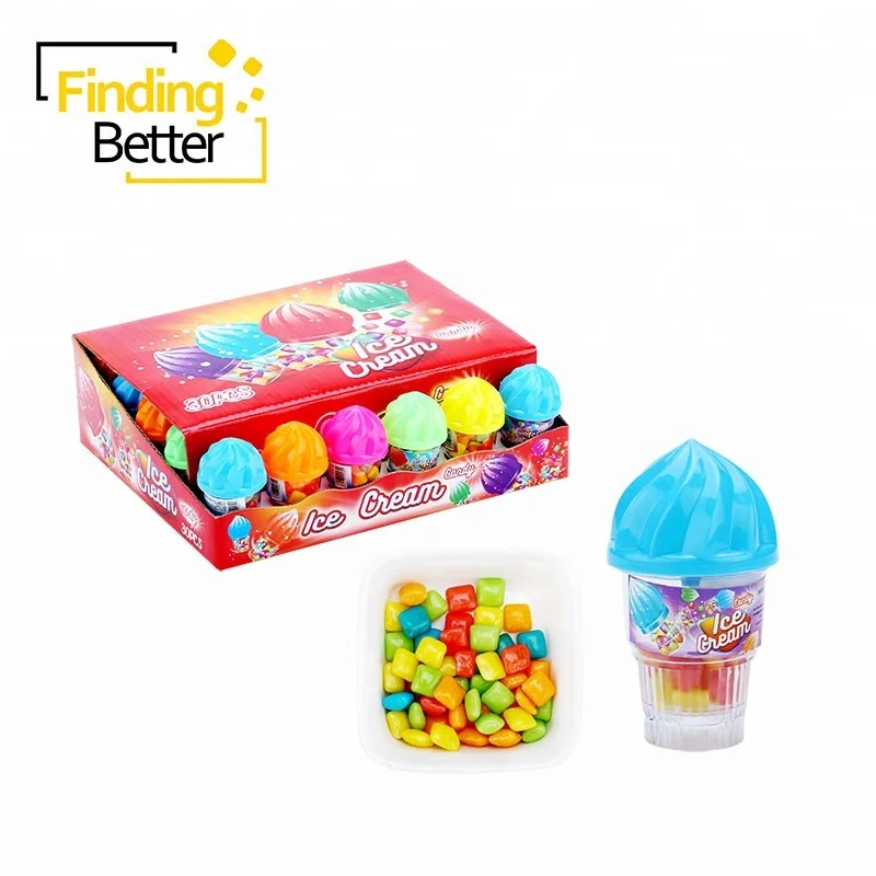 Chinese Manufacture Wholesale Cartoon Candy Toy Colorful Ice Cream Cone Novelty Toy Candy with Hard Tablet Candy