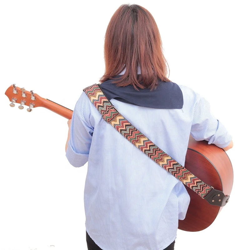 Longteam brand ethnic style acoustic guitar strap bass and electric guitar strap embroidery style guitar straps