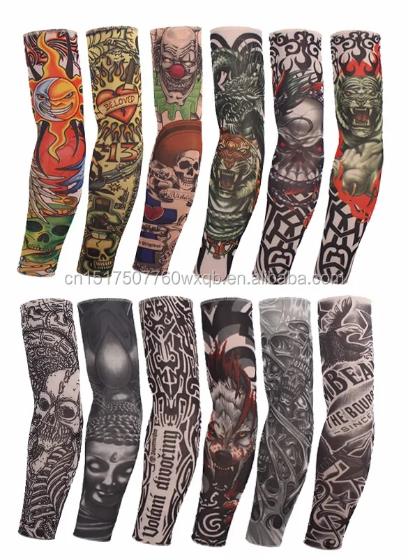 
Tattoo Printed Sleeves Cycling Arm Sleeves Sun UV Protective Arm Warmers for Outdoor 