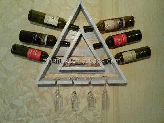 2024 Custom fsc certified rustic wall wooden wine rack vintage wood wine and glass shelf
