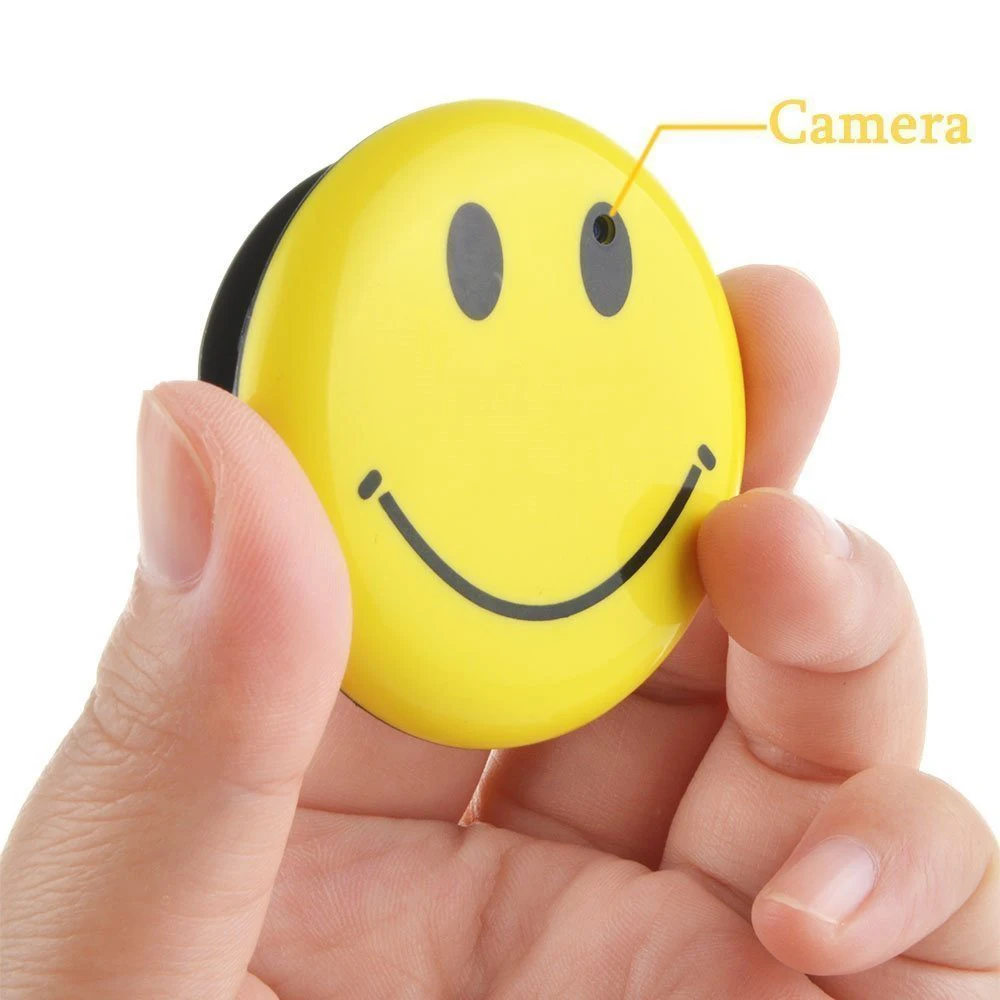 Wearable Mini Camera Video Recorder Super Mni DV Portable Camcorder Smiley Face Badge with Audio Recording Pocket Cam PQ152