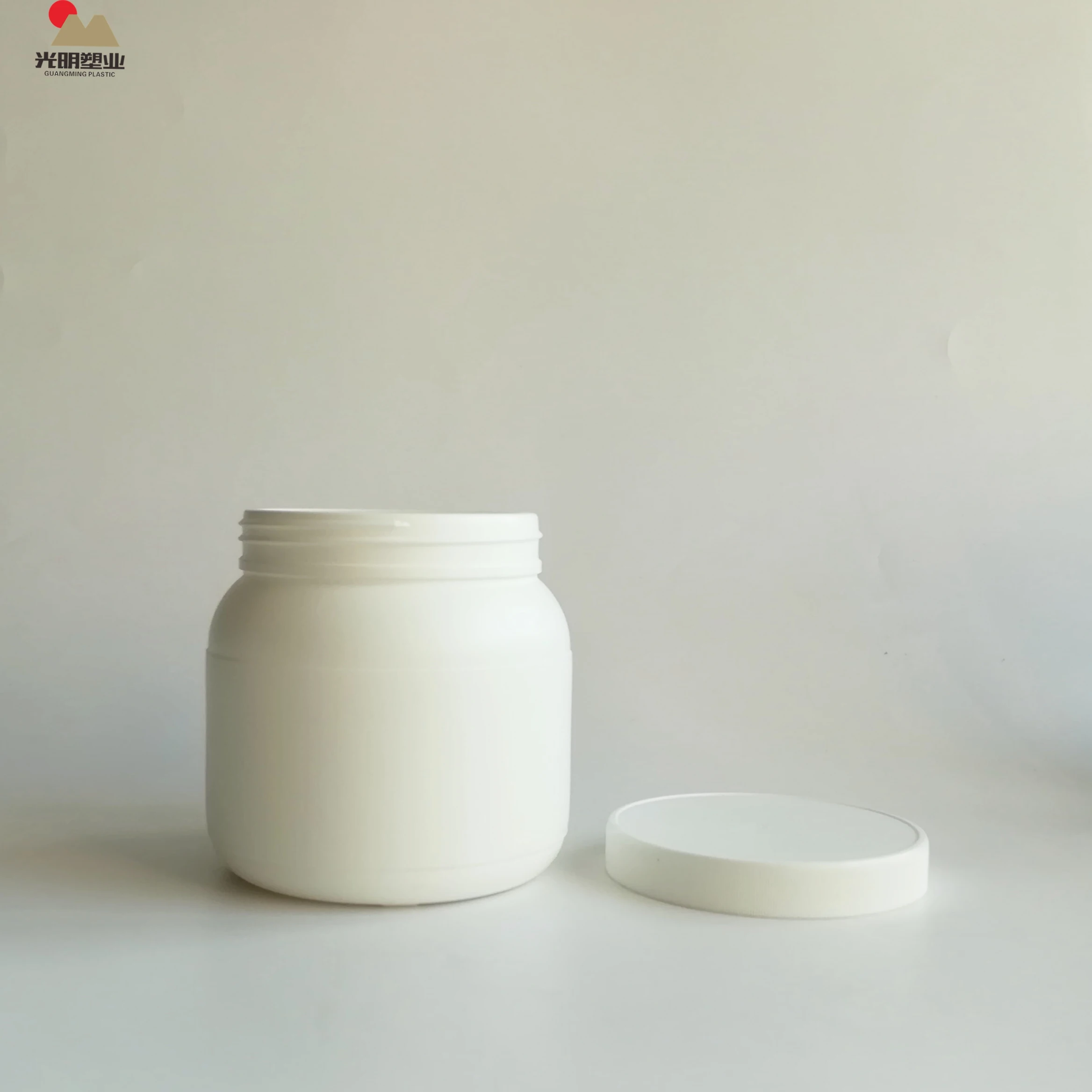 1000ml Food Garde white round HDPE plastic protein powder container