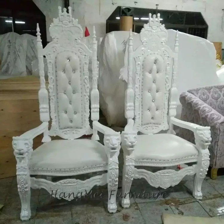 Wholesale royal wood carved wedding antique king lion throne chair